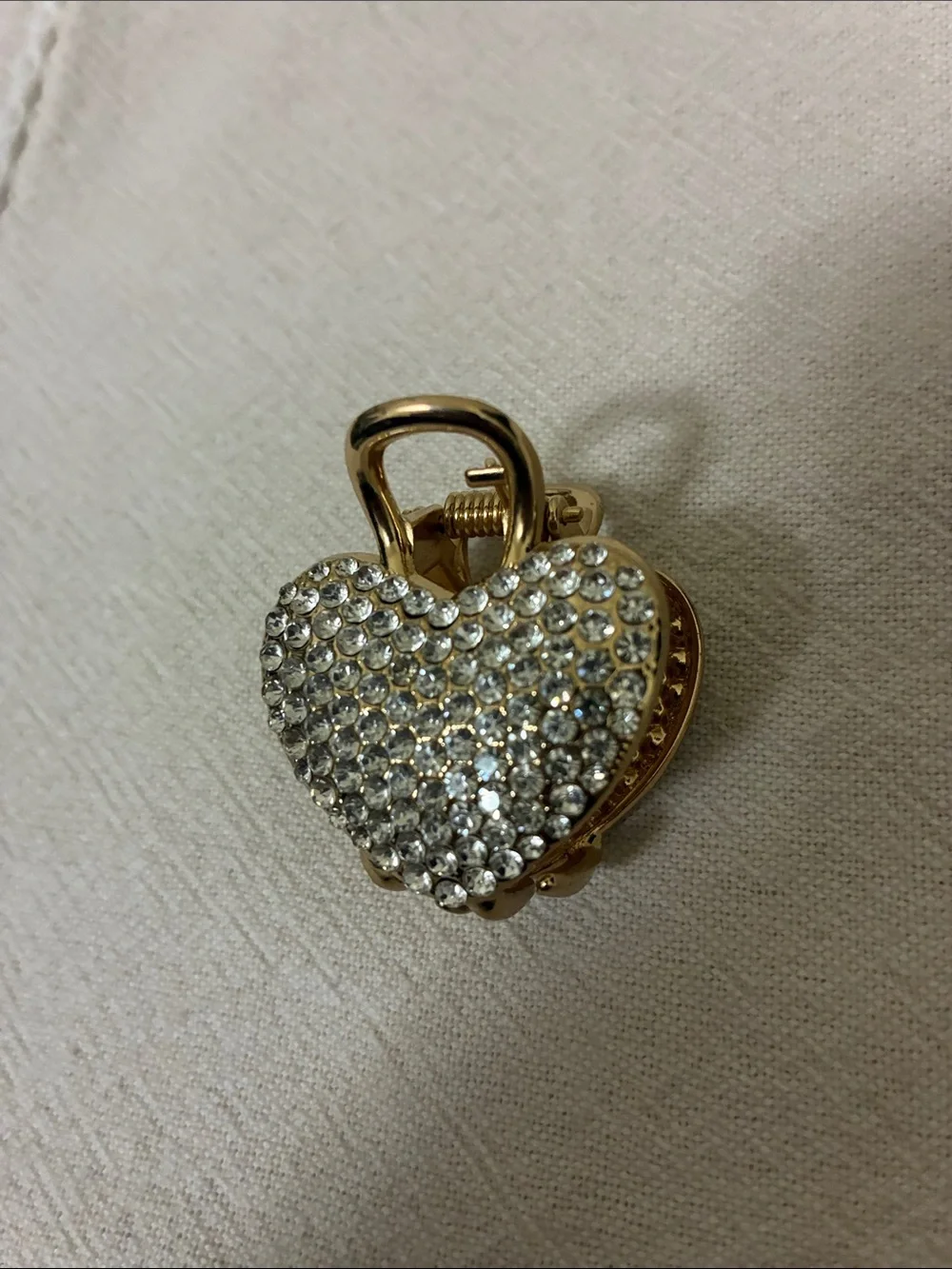 Gold Heart Crystal Hair Clip - Women Jewelry